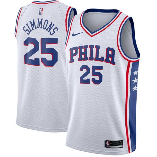 76ers #25 Ben Simmons White Women's Basketball Swingman Association Edition Jersey