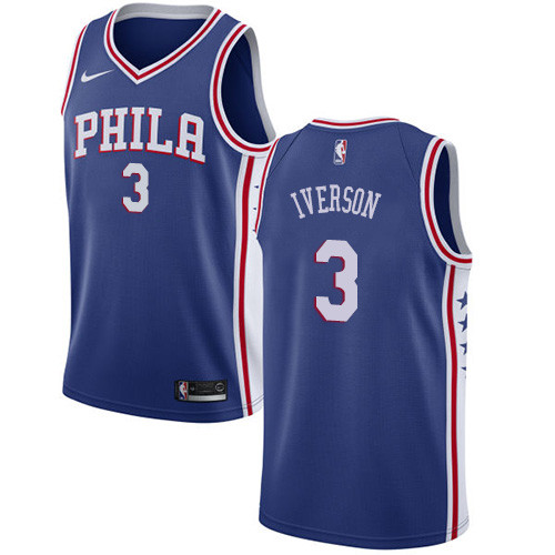 76ers #3 Allen Iverson Blue Youth Basketball Swingman Icon Edition Jersey