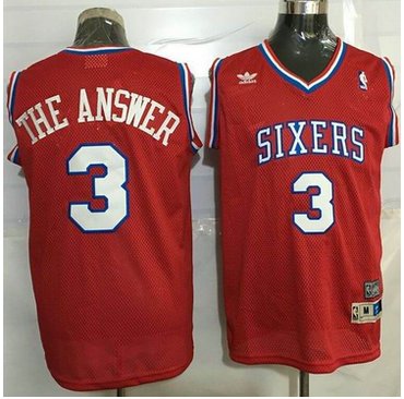 76ers #3 Allen Iverson Red Throwback The Answer Stitched NBA Jersey