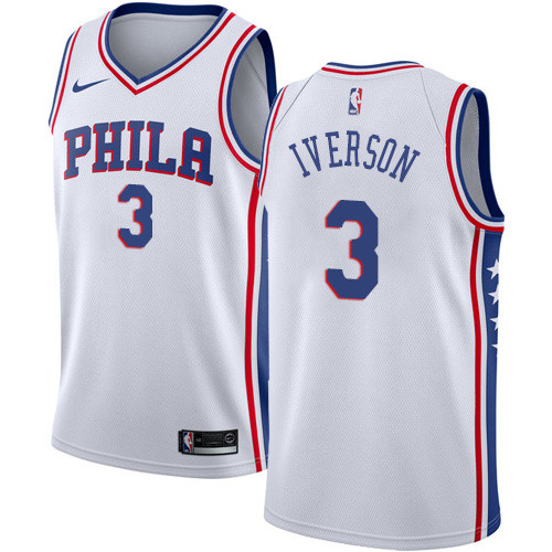 76ers #3 Allen Iverson White Women's Basketball Swingman Association Edition Jersey