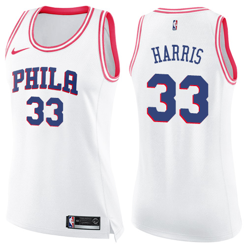 76ers #33 Tobias Harris White Pink Women's Basketball Swingman Fashion Jersey