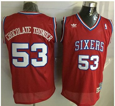 76ers #53 Darryl Dawkins Red Throwback Chocolate Thunder Stitched NBA Jersey