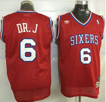 76ers #6 Julius Erving Red Throwback DR. J Stitched NBA Jersey 76ers #6 Julius Erving Red Throwback DR. J Stitched NBA Jersey
