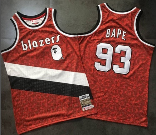 A Bathing Ape Blazers #93 Bape Red Stitched Basketball Jersey A Bathing Ape Blazers #93 Bape Red Stitched Basketball Jersey