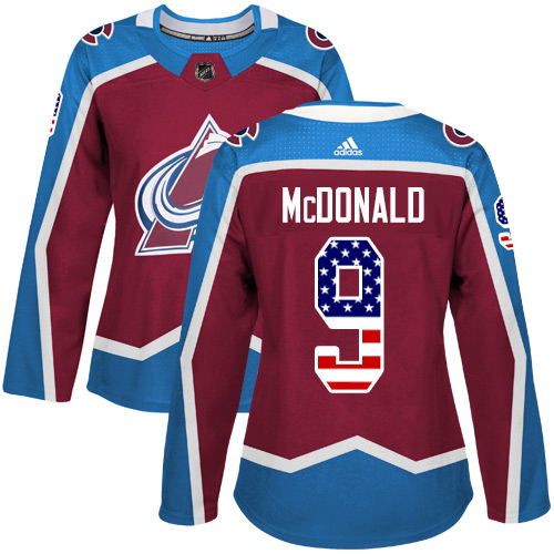 Adidas Avalanche #9 Lanny McDonald Burgundy Home Authentic USA Flag Women's Stitched NHL Jersey Adidas Avalanche #9 Lanny McDonald Burgundy Home Authentic USA Flag Women's Stitched NHL Jersey