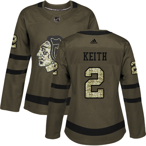 Adidas Blackhawks #2 Duncan Keith Green Salute to Service Women's Stitched NHL Jersey
