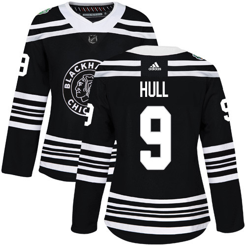 Adidas Blackhawks #9 Bobby Hull Black Authentic 2019 Winter Classic