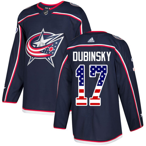 Adidas Blue Jackets #17 Brandon Dubinsky Navy Blue Home Authentic USA Flag Stitched NHL Jersey Adidas Blue Jackets #17 Brandon Dubinsky Navy Blue Home Authentic USA Flag Stitched NHL Jersey