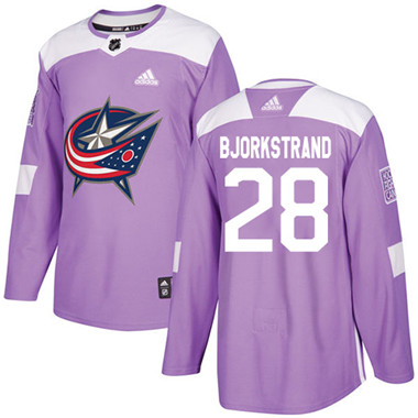 Adidas Blue Jackets #28 Oliver Bjorkstrand Purple Authentic Fights Cancer Stitched NHL Jersey