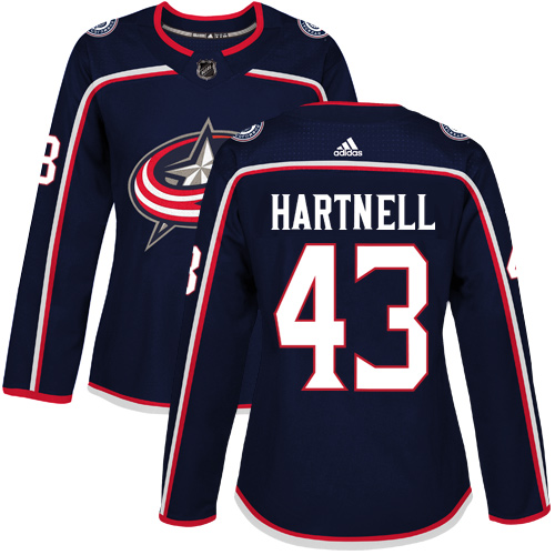 Adidas Blue Jackets #43 Scott Hartnell Navy Blue Home Authentic Women's Stitched NHL Jersey