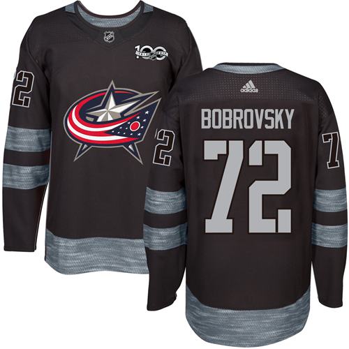 Adidas Blue Jackets #72 Sergei Bobrovsky Black 1917-2017 100th Anniversary Stitched NHL Jersey Adidas Blue Jackets #72 Sergei Bobrovsky Black 1917-2017 100th Anniversary Stitched NHL Jersey