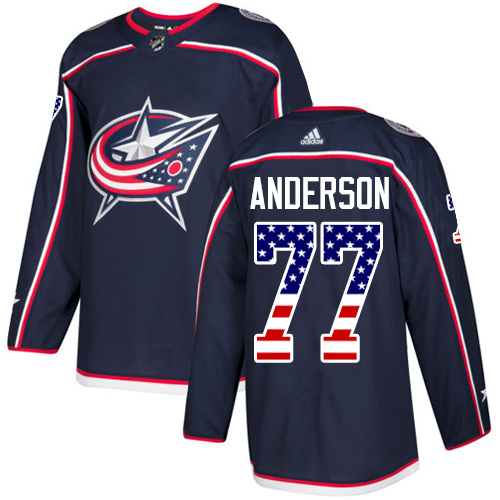 Adidas Blue Jackets #77 Josh Anderson Navy Blue Home Authentic USA Flag Stitched NHL Jersey Adidas Blue Jackets #77 Josh Anderson Navy Blue Home Authentic USA Flag Stitched NHL Jersey