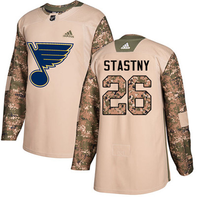 Adidas Blues #26 Paul Stastny Camo Authentic 2017 Veterans Day Stitched Youth NHL Jersey