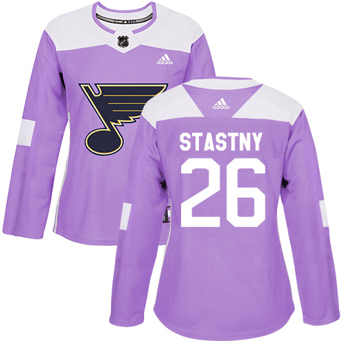 Adidas Blues #26 Paul Stastny Purple Authentic Fights Cancer Women's Stitched NHL Jersey