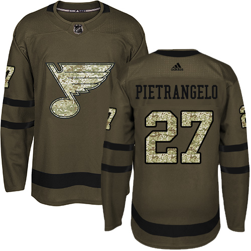 Adidas Blues #27 Alex Pietrangelo Green Salute to Service Stitched Youth NHL Jersey Adidas Blues #27 Alex Pietrangelo Green Salute to Service Stitched Youth NHL Jersey