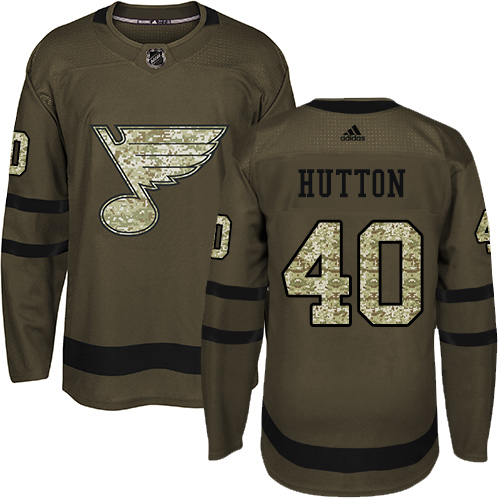 Adidas Blues #40 Carter Hutton Green Salute to Service Stitched Youth NHL Jersey