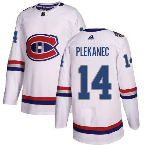 Adidas Canadiens #14 Tomas Plekanec White Authentic 2017 100 Classic Women's Stitched NHL Jersey
