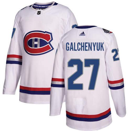 Adidas Canadiens #27 Alex Galchenyuk White Authentic 2017 100 Classic Stitched Youth NHL Jersey