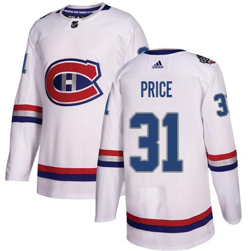 Adidas Canadiens #31 Carey Price White Authentic 2017 100 Classic Women's Stitched NHL Jersey