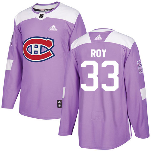 Adidas Canadiens #33 Patrick Roy Purple Authentic Fights Cancer Stitched Youth NHL Jersey