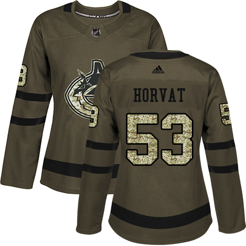 Adidas Canucks #53 Bo Horvat Green Salute to Service Women's Stitched NHL Jersey Adidas Canucks #53 Bo Horvat Green Salute to Service Women's Stitched NHL Jersey