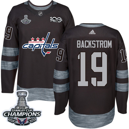 Adidas Capitals #19 Nicklas Backstrom Black 1917-2017 100th Anniversary Stanley Cup Final Champions Stitched NHL Jersey Adidas Capitals #19 Nicklas Backstrom Black 1917-2017 100th Anniversary Stanley Cup Final Champions Stitched NHL Jersey