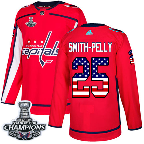 Adidas Capitals #25 Devante Smith-Pelly Red Home Authentic USA Flag Stanley Cup Final Champions Stitched NHL Jersey Adidas Capitals #25 Devante Smith-Pelly Red Home Authentic USA Flag Stanley Cup Final Champions Stitched NHL Jersey