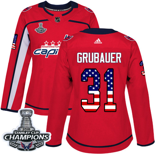 Adidas Capitals #31 Philipp Grubauer Red Home Authentic USA Flag Stanley Cup Final Champions Women's Stitched NHL Jersey Adidas Capitals #31 Philipp Grubauer Red Home Authentic USA Flag Stanley Cup Final Champions Women's Stitched NHL Jersey