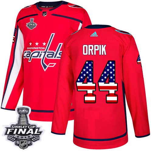 Adidas Capitals #44 Brooks Orpik Red Home Authentic USA Flag 2018 Stanley Cup Final Stitched Youth NHL Jersey