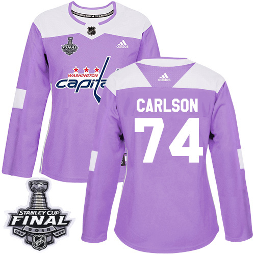 Adidas Capitals #74 John Carlson Purple Authentic Fights Cancer 2018 Stanley Cup Final Women's Stitched NHL Jersey Adidas Capitals #74 John Carlson Purple Authentic Fights Cancer 2018 Stanley Cup Final Women's Stitched NHL Jersey