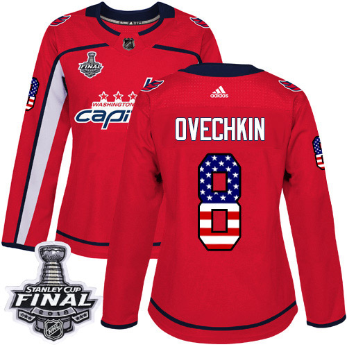 Adidas Capitals #8 Alex Ovechkin Red Home Authentic USA Flag 2018 Stanley Cup Final Women's Stitched NHL Jersey Adidas Capitals #8 Alex Ovechkin Red Home Authentic USA Flag 2018 Stanley Cup Final Women's Stitched NHL Jersey