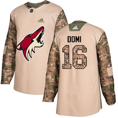 Adidas Coyotes #16 Max Domi Camo Authentic 2017 Veterans Day Stitched Youth NHL Jersey