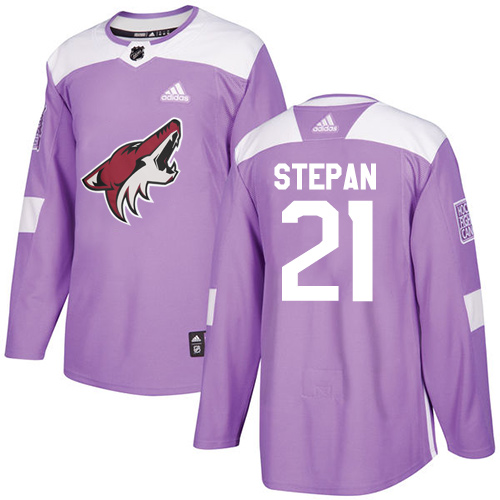 Adidas Coyotes #21 Derek Stepan Purple Authentic Fights Cancer Stitched Youth NHL Jersey