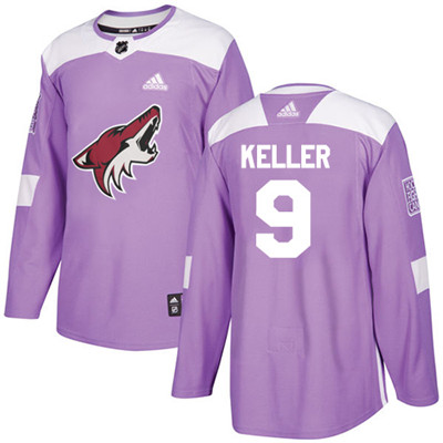 Adidas Coyotes #9 Clayton Keller Purple Authentic Fights Cancer Stitched Youth NHL Jersey