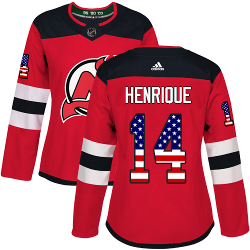 Adidas Devils #14 Adam Henrique Red Home Authentic USA Flag Women's Stitched NHL Jersey Adidas Devils #14 Adam Henrique Red Home Authentic USA Flag Women's Stitched NHL Jersey