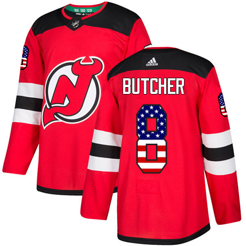 Adidas Devils #8 Will Butcher Red Home Authentic USA Flag Stitched NHL Jersey Adidas Devils #8 Will Butcher Red Home Authentic USA Flag Stitched NHL Jersey
