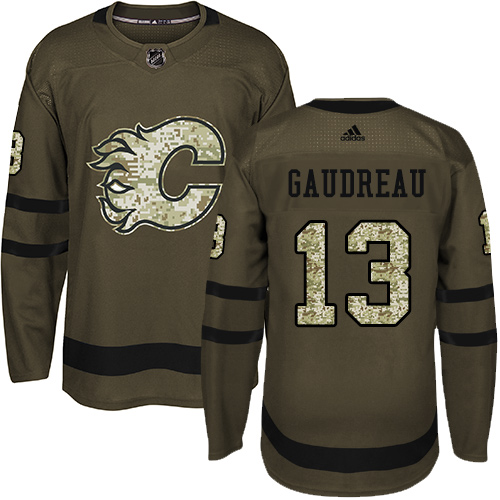 Adidas Flames #13 Johnny Gaudreau Green Salute to Service Stitched NHL Jersey Adidas Flames #13 Johnny Gaudreau Green Salute to Service Stitched NHL Jersey