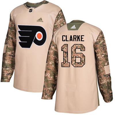 Adidas Flyers #16 Bobby Clarke Camo Authentic 2017 Veterans Day Stitched Youth NHL Jersey