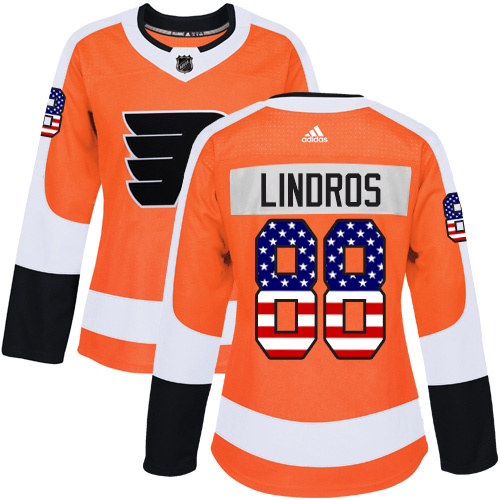 Adidas Flyers #88 Eric Lindros Orange Home Authentic USA Flag Women's Stitched NHL Jersey Adidas Flyers #88 Eric Lindros Orange Home Authentic USA Flag Women's Stitched NHL Jersey