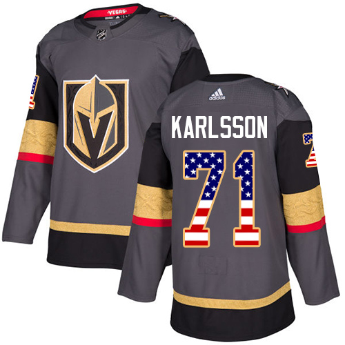 Adidas Golden Knights #71 William Karlssong Grey Home Authentic USA Flag Stitched Youth NHL Jersey Adidas Golden Knights #71 William Karlssong Grey Home Authentic USA Flag Stitched Youth NHL Jersey