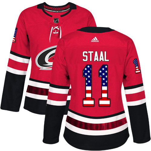 Adidas Hurricanes #11 Jordan Staal Red Home Authentic USA Flag Women's Stitched NHL Jersey Adidas Hurricanes #11 Jordan Staal Red Home Authentic USA Flag Women's Stitched NHL Jersey