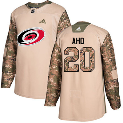 Adidas Hurricanes #20 Sebastian Aho Camo Authentic 2017 Veterans Day Stitched Youth NHL Jersey
