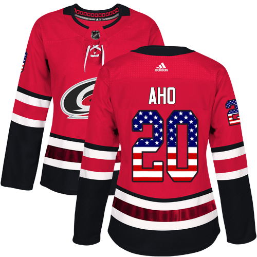 Adidas Hurricanes #20 Sebastian Aho Red Home Authentic USA Flag Women's Stitched NHL Jersey Adidas Hurricanes #20 Sebastian Aho Red Home Authentic USA Flag Women's Stitched NHL Jersey