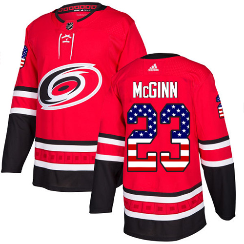 Adidas Hurricanes #23 Brock McGinn Red Home Authentic USA Flag Stitched NHL Jersey Adidas Hurricanes #23 Brock McGinn Red Home Authentic USA Flag Stitched NHL Jersey