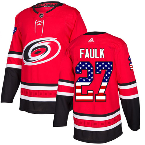 Adidas Hurricanes #27 Justin Faulk Red Home Authentic USA Flag Stitched NHL Jersey Adidas Hurricanes #27 Justin Faulk Red Home Authentic USA Flag Stitched NHL Jersey