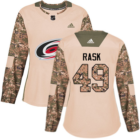 Adidas Hurricanes #49 Victor Rask Camo Authentic 2017 Veterans Day Women's Stitched NHL Jersey