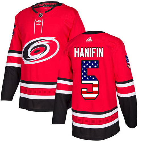 Adidas Hurricanes #5 Noah Hanifin Red Home Authentic USA Flag Stitched NHL Jersey Adidas Hurricanes #5 Noah Hanifin Red Home Authentic USA Flag Stitched NHL Jersey