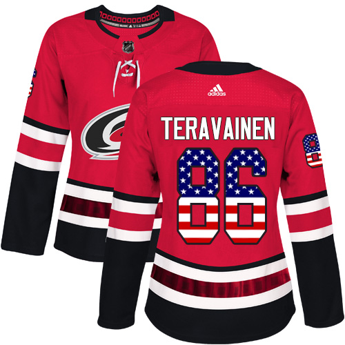 Adidas Hurricanes #86 Teuvo Teravainen Red Home Authentic USA Flag Women's Stitched NHL Jersey Adidas Hurricanes #86 Teuvo Teravainen Red Home Authentic USA Flag Women's Stitched NHL Jersey