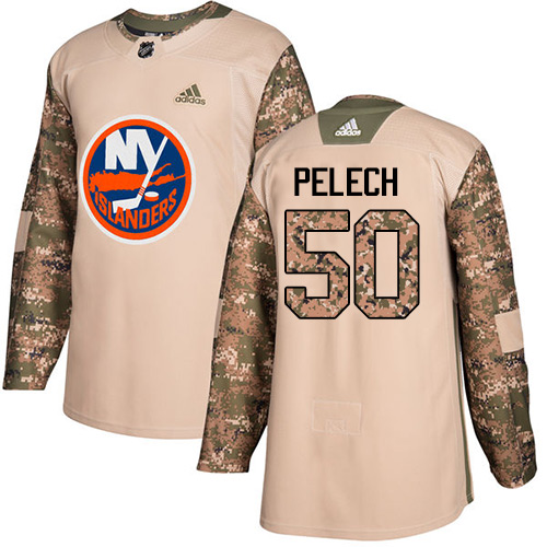 Adidas Islanders #50 Adam Pelech Camo Authentic 2017 Veterans Day Stitched NHL Jersey