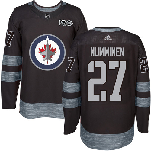 Adidas Jets #27 Teppo Numminen Black 1917-2017 100th Anniversary Stitched NHL Jersey Adidas Jets #27 Teppo Numminen Black 1917-2017 100th Anniversary Stitched NHL Jersey